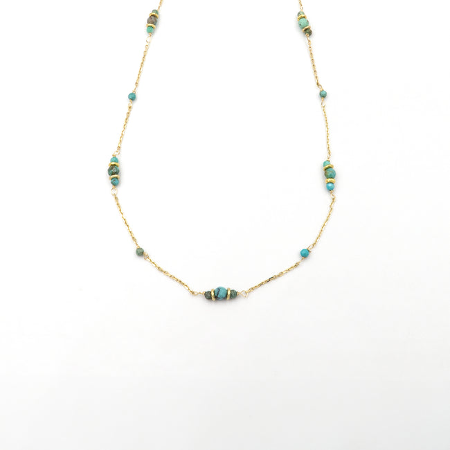 14k gold necklace with turquoise