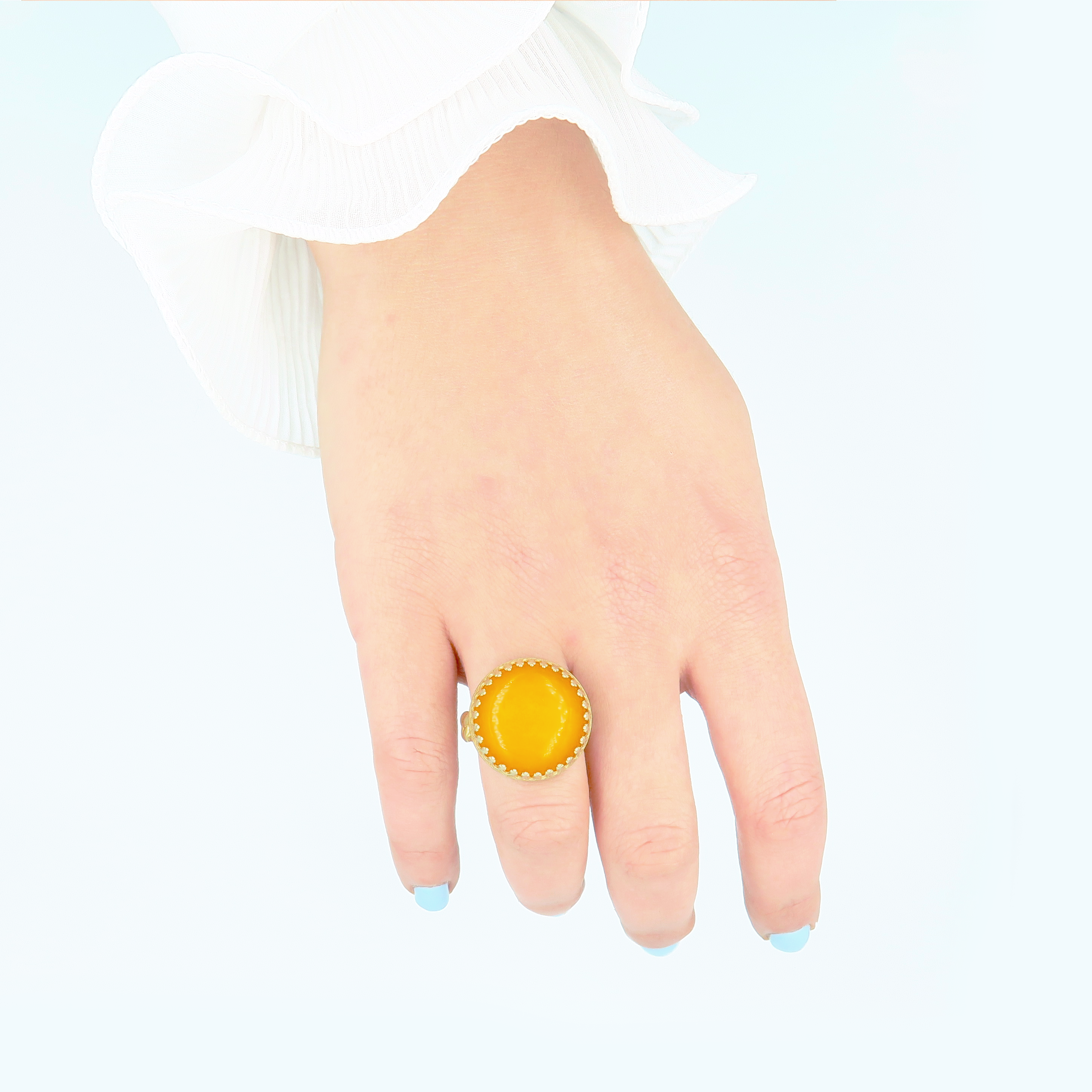 טבעת כסף עם אגת צהוב