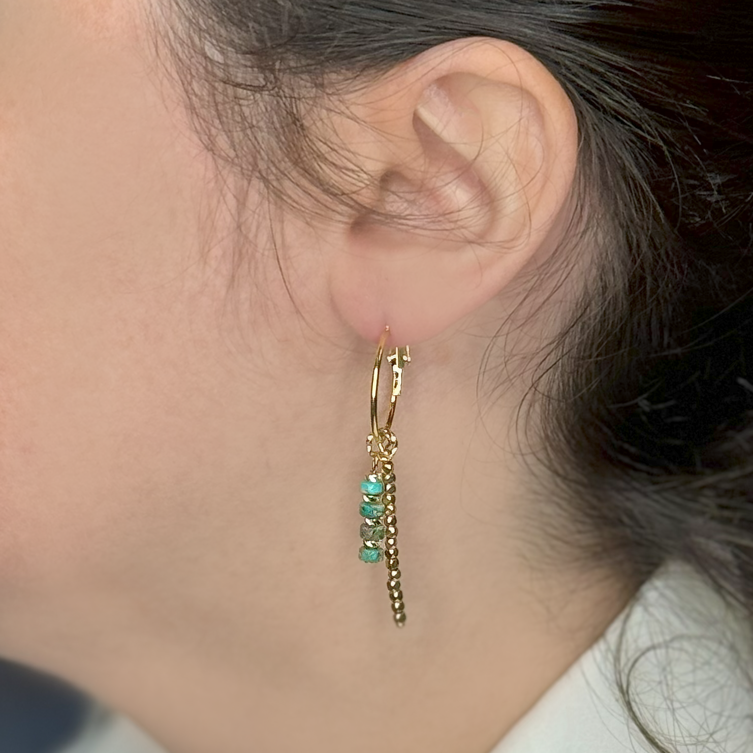 Agatha hoop earrings with 2 pendants