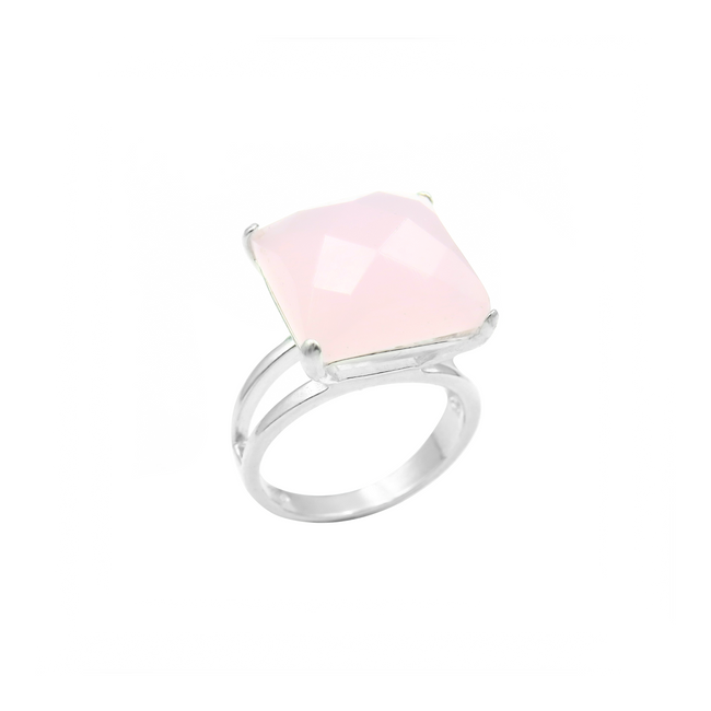 Silver ring with delicate pink opalite
