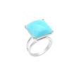 Silver ring with ocean-colored opalite