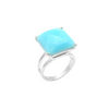 Silver ring with ocean-colored opalite