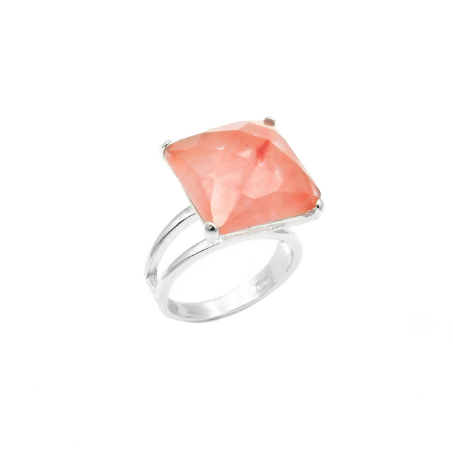 Silver ring with opalite in the shade of chari quartz