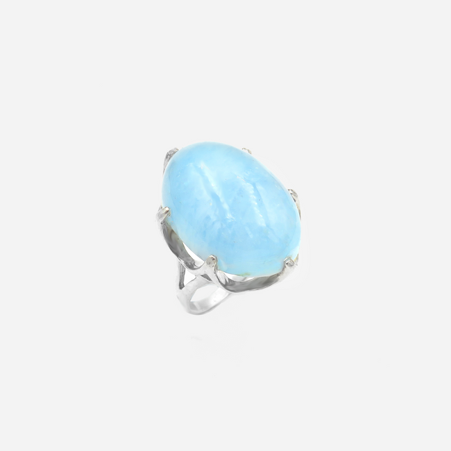 Silver and aquamarine ring