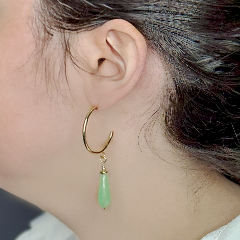 Silver earrings with a drop of amazonite