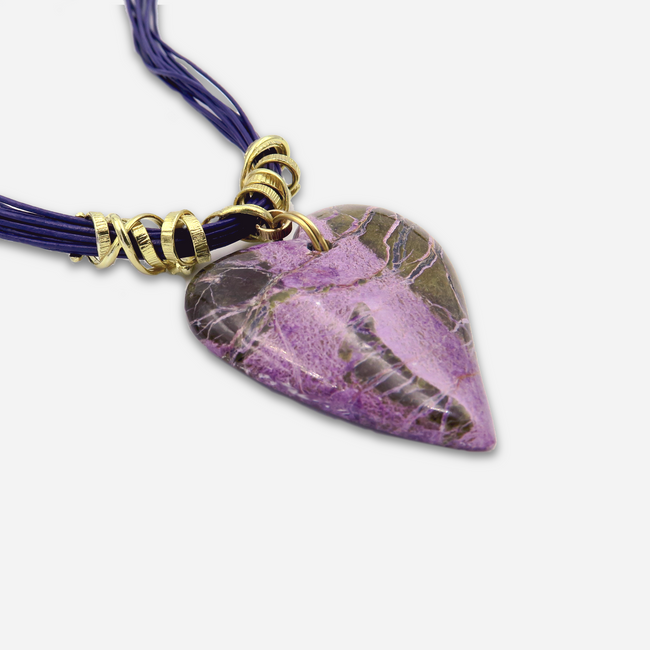 Stichtite& Leather Necklace with Silver 925 accesories
