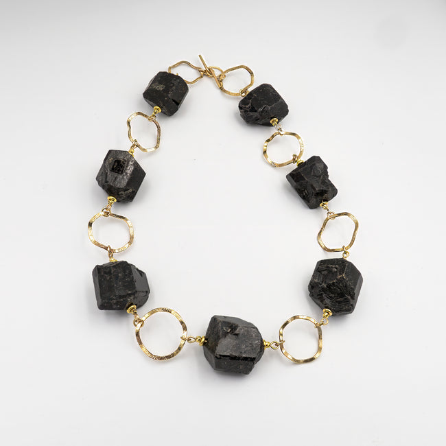 Real goldfield necklace and black tourmaline