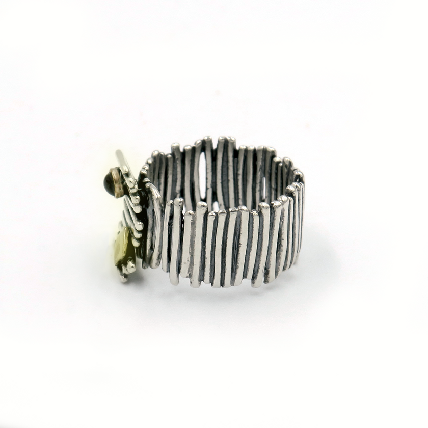 טבעת כסף עם אבן גארנט