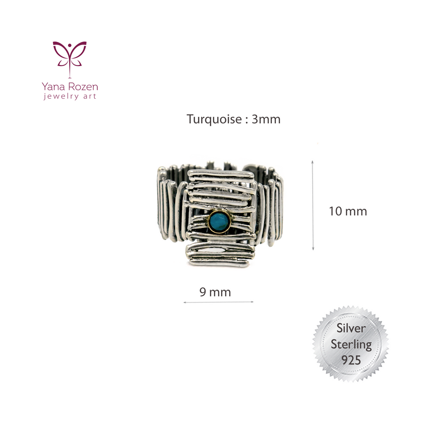 טבעת כסף עם אבן טורקיז
