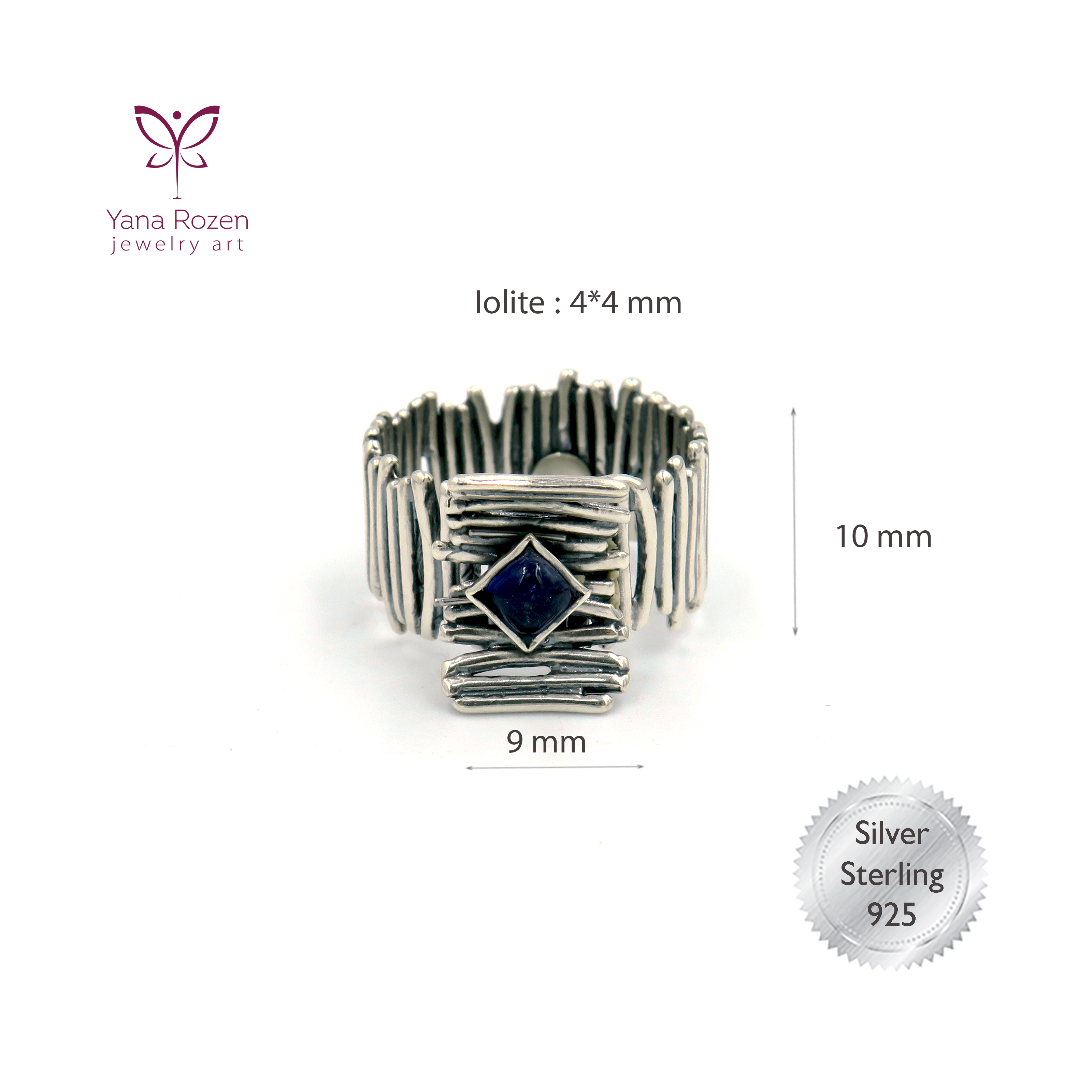 טבעת כסף עם אבן איולייט