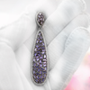 Luxurious long silver earrings with crystals in amethyst shades