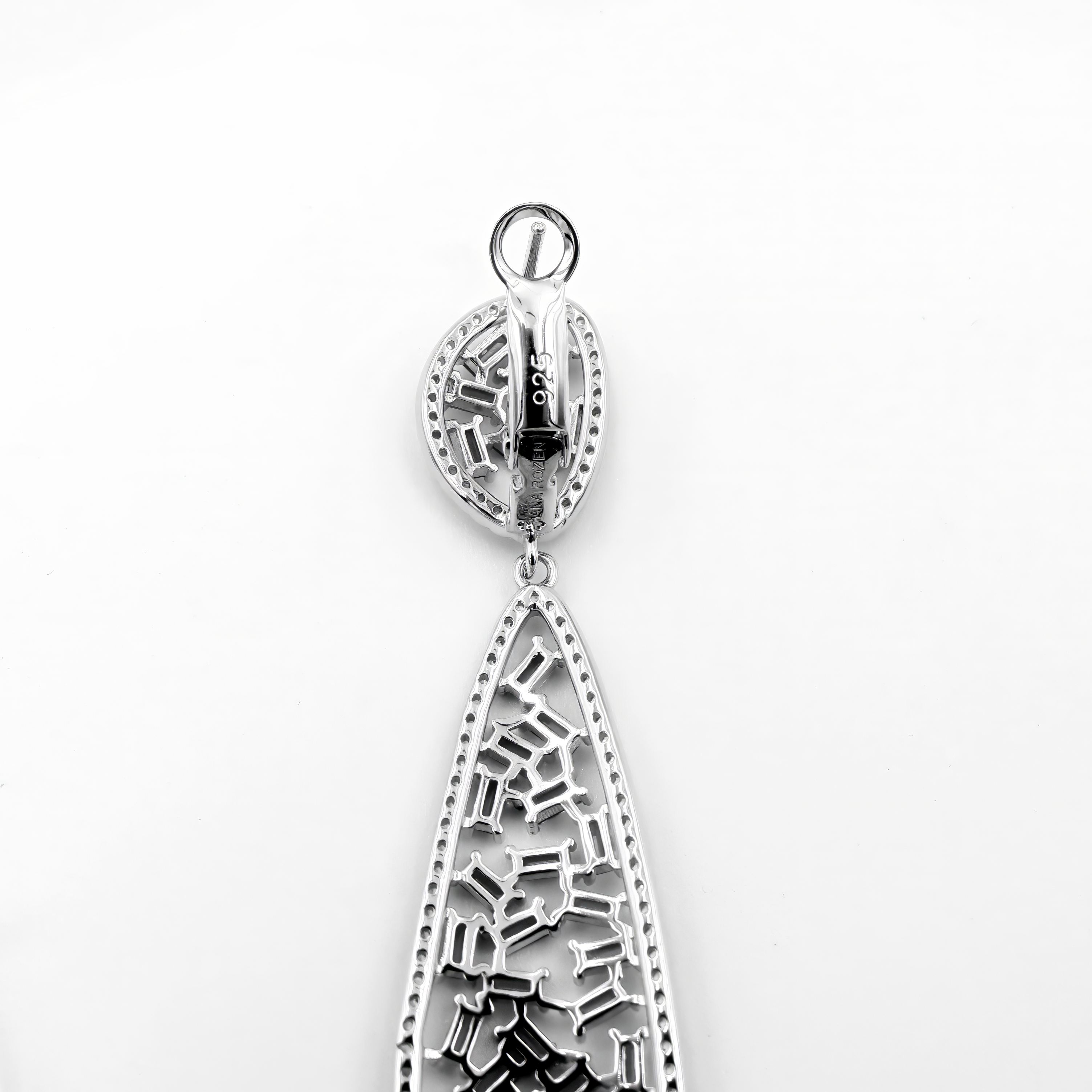 עגילי כסף ארוכים יוקרתיים עם קריסטלים בגווני ספיר