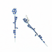 Long and delicate luxurious silver earrings in sapphire shades