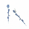 Long and delicate luxurious silver earrings in sapphire shades