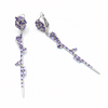 Long and delicate luxurious silver earrings in shades of amethyst