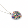 Elegant silver necklace with a multicolored heart pendant