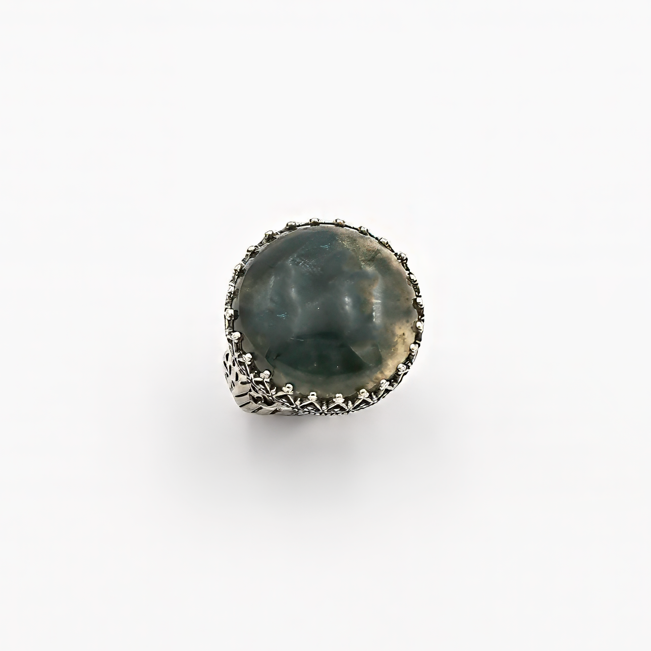 טבעת כסף עם מוס אגת