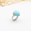 A special silver ring with a light blue opalite