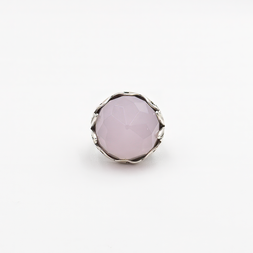A special silver ring with a pink opalite
