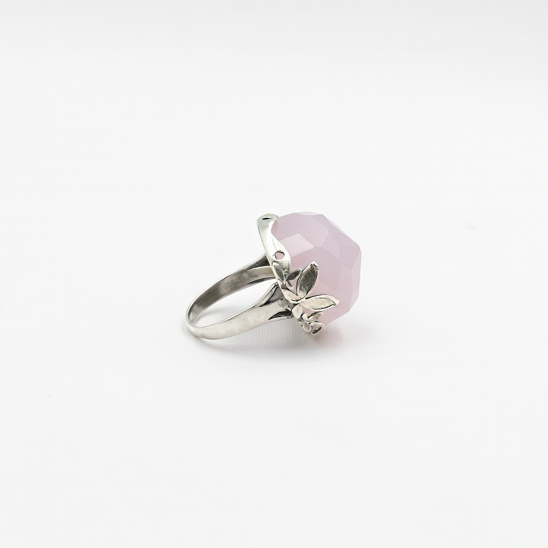 A special silver ring with a pink opalite