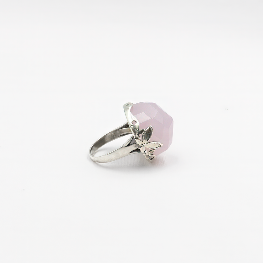A special silver ring with a pink opalite