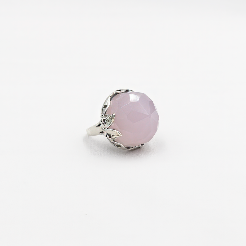 A special silver ring with a pink opalite