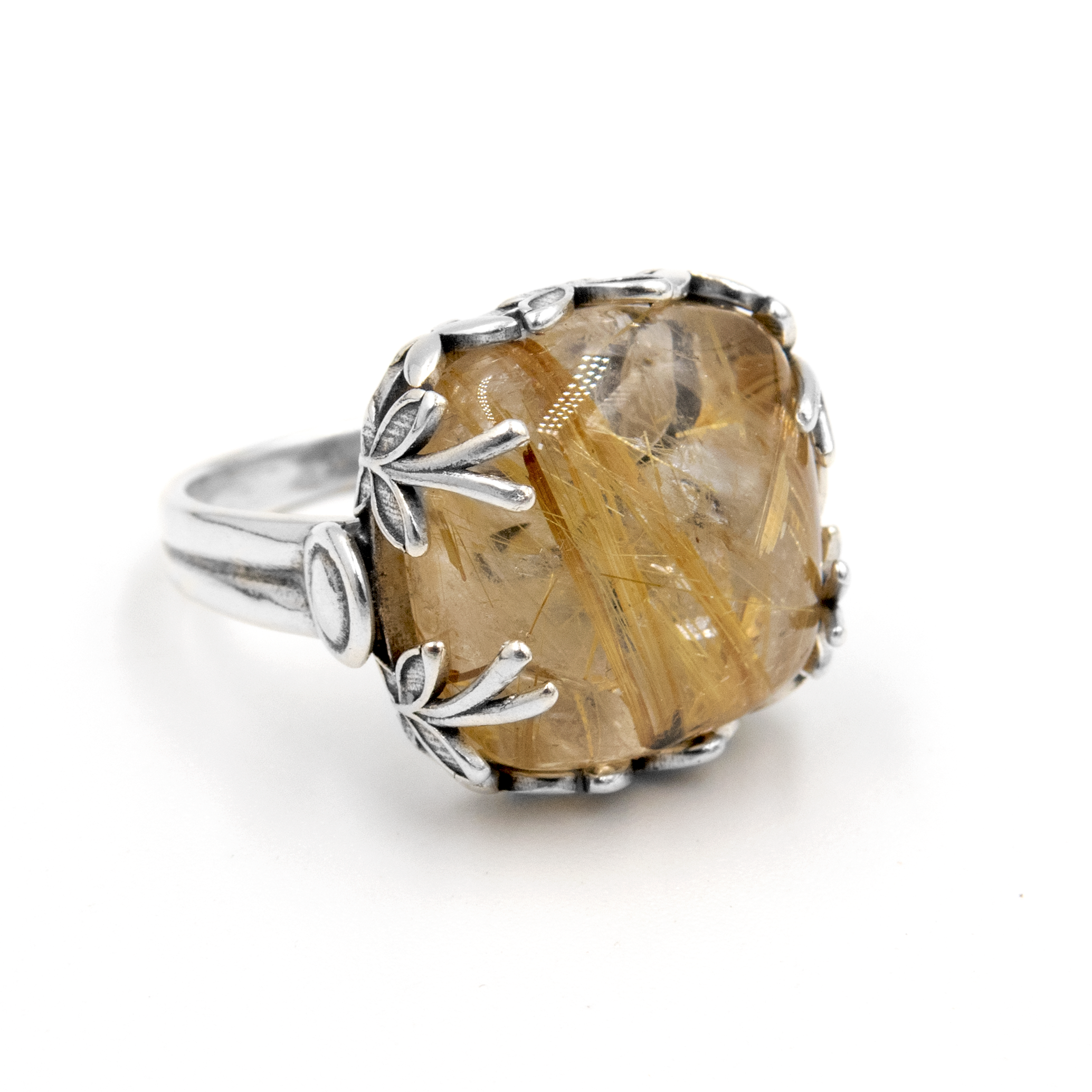 טבעת כסף ואבן שעירות ונוס(רוטיל קוורץ)