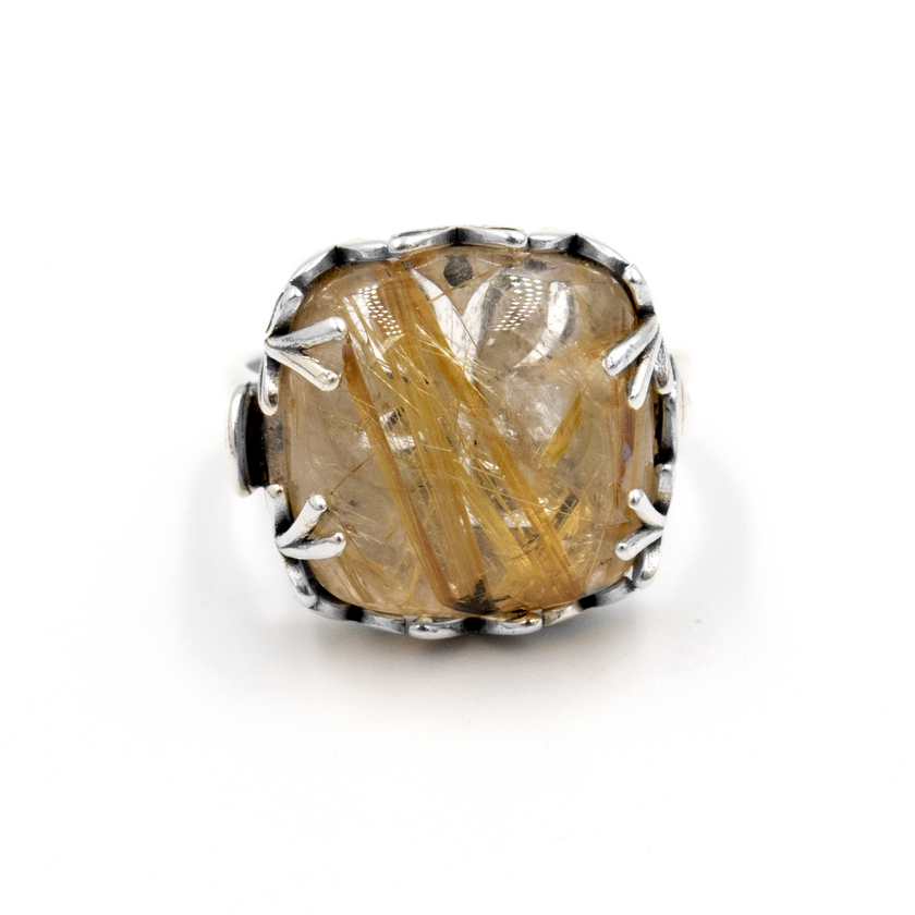 טבעת כסף ואבן שעירות ונוס(רוטיל קוורץ)