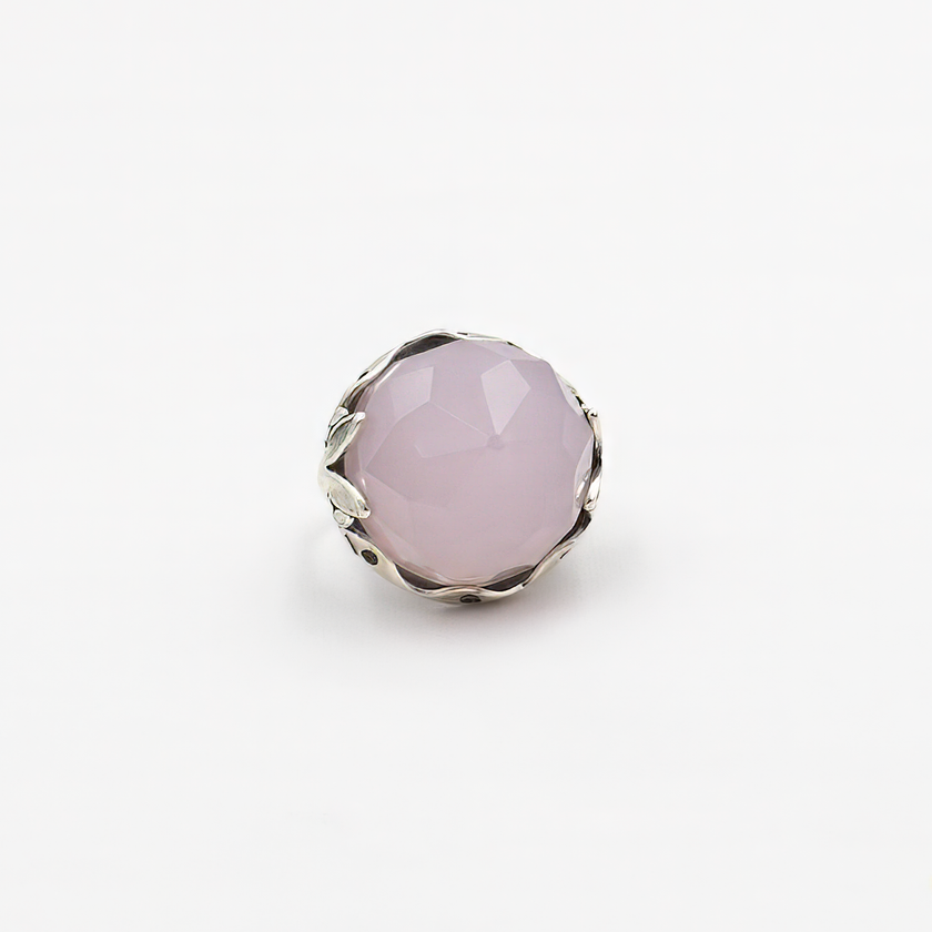 A special silver ring with a pink opalite