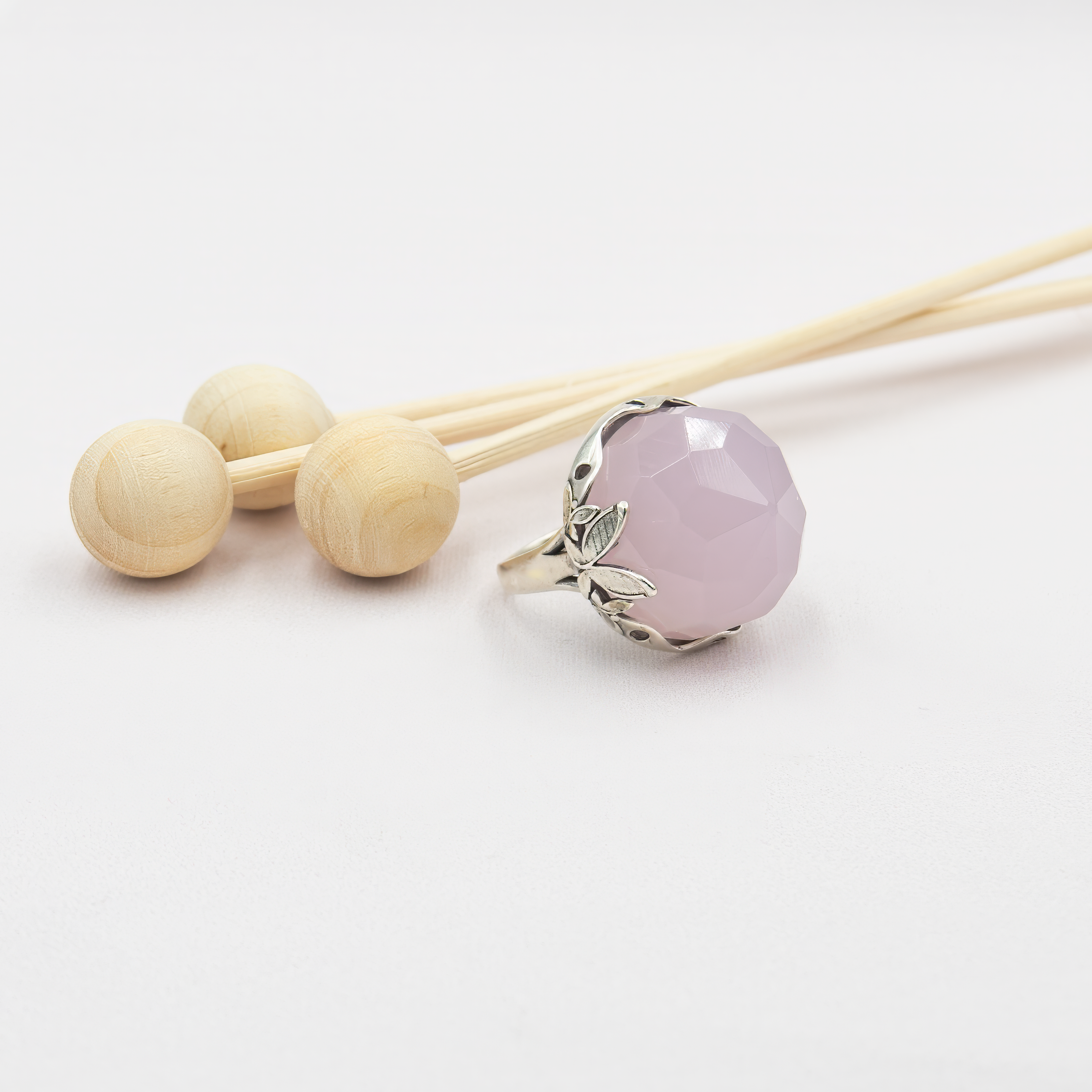 A special silver ring with a pink opalite