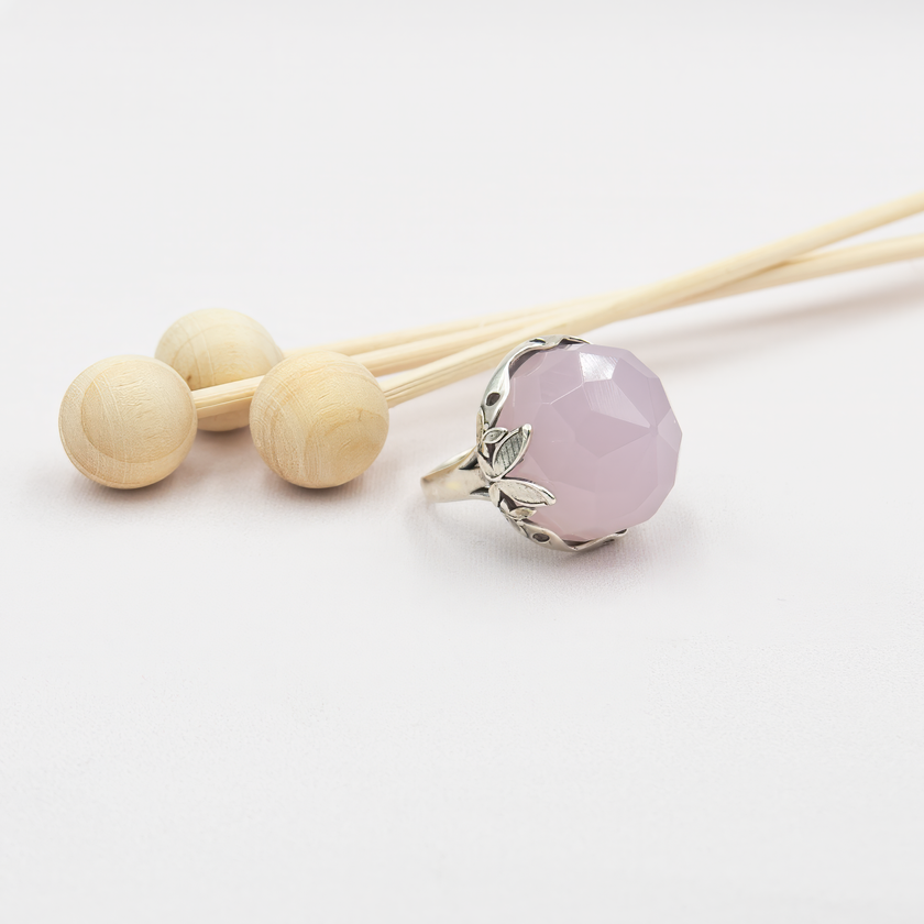 A special silver ring with a pink opalite