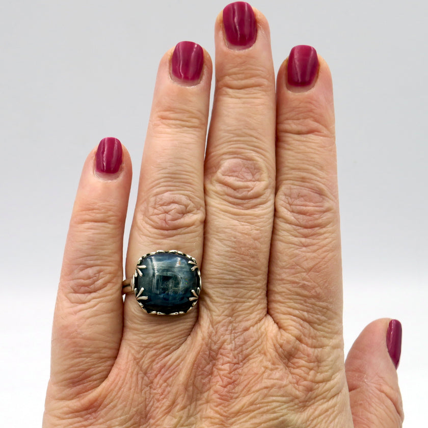 טבעת כסף עם קיאנייט