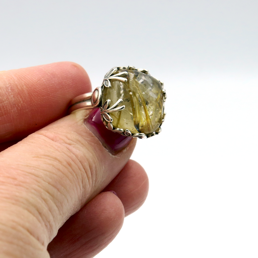 טבעת כסף ואבן שעירות ונוס(רוטיל קוורץ)