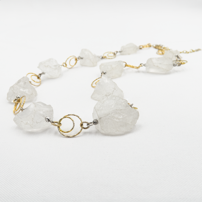 Silver necklace with white quartz