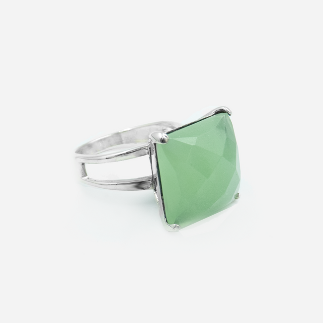 Silver ring with green opalite