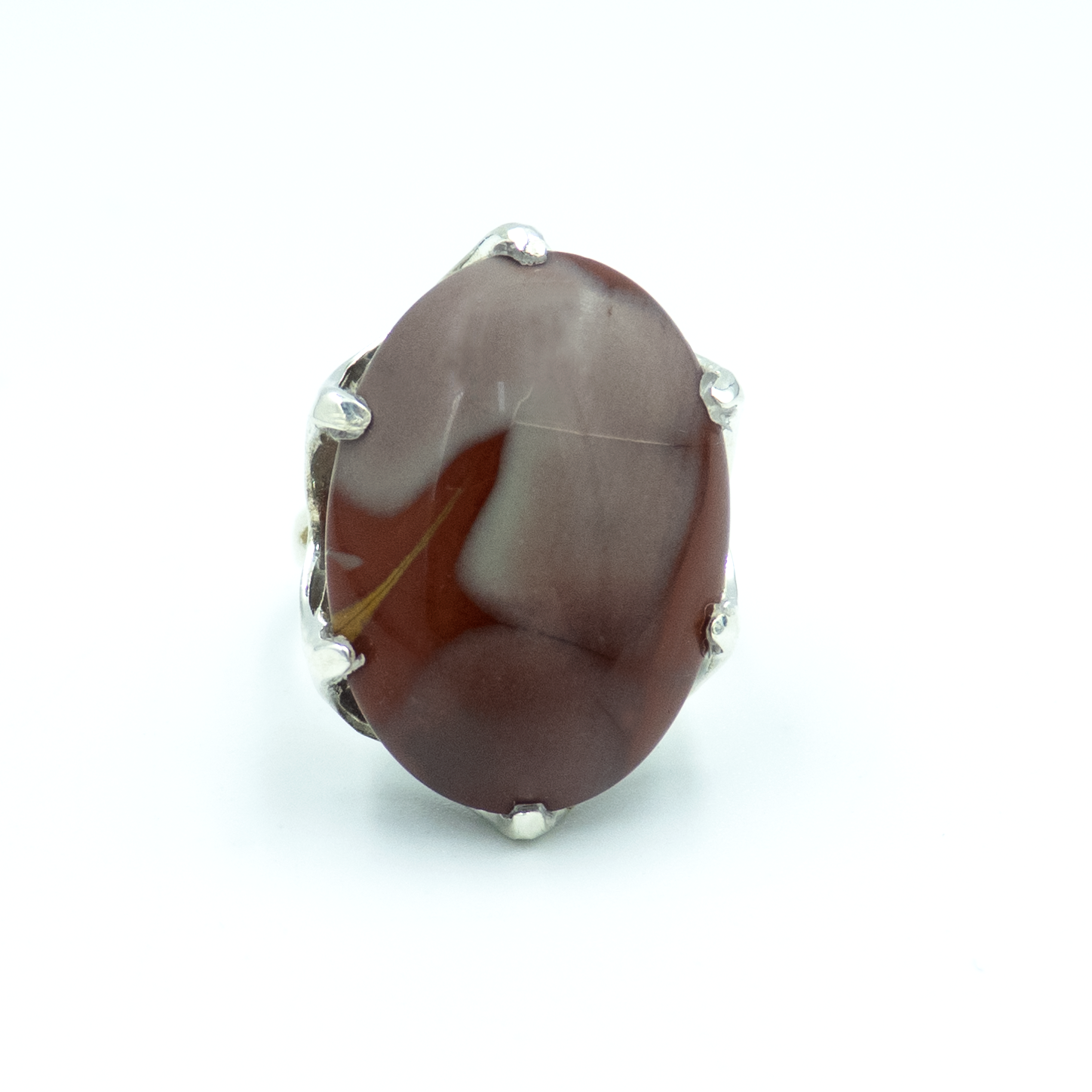 טבעת כסף משולבת עם אבן מוקייט