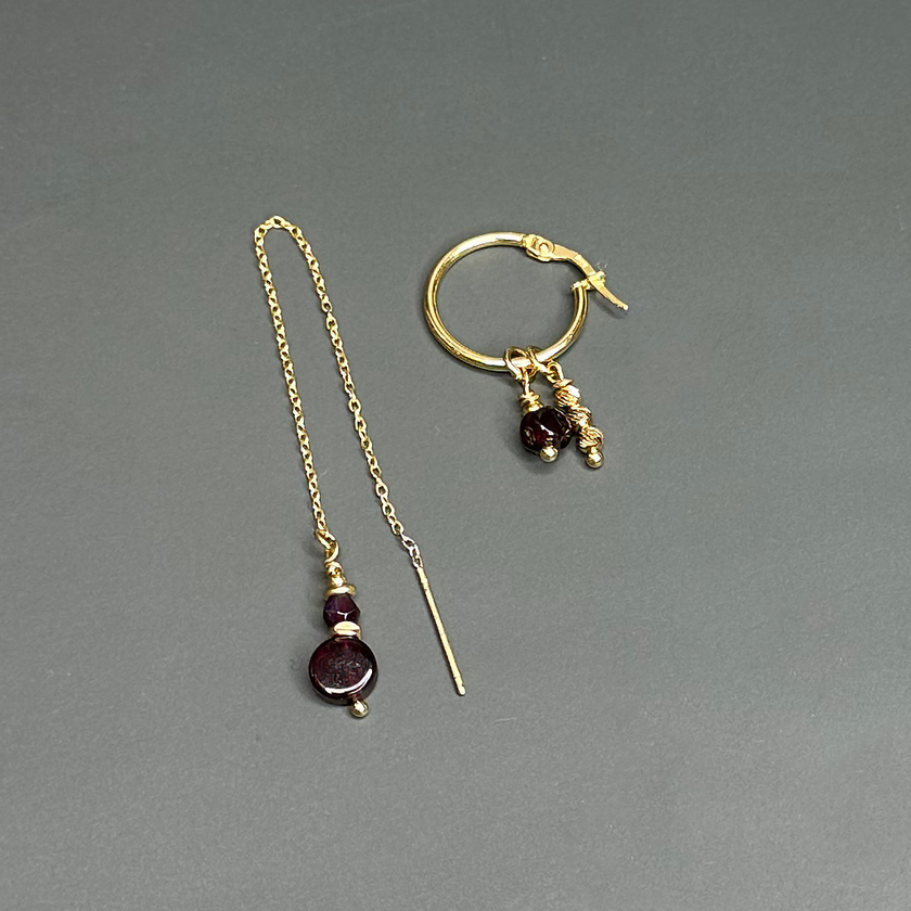 עגילי זהב 14 קראט עם גארנט