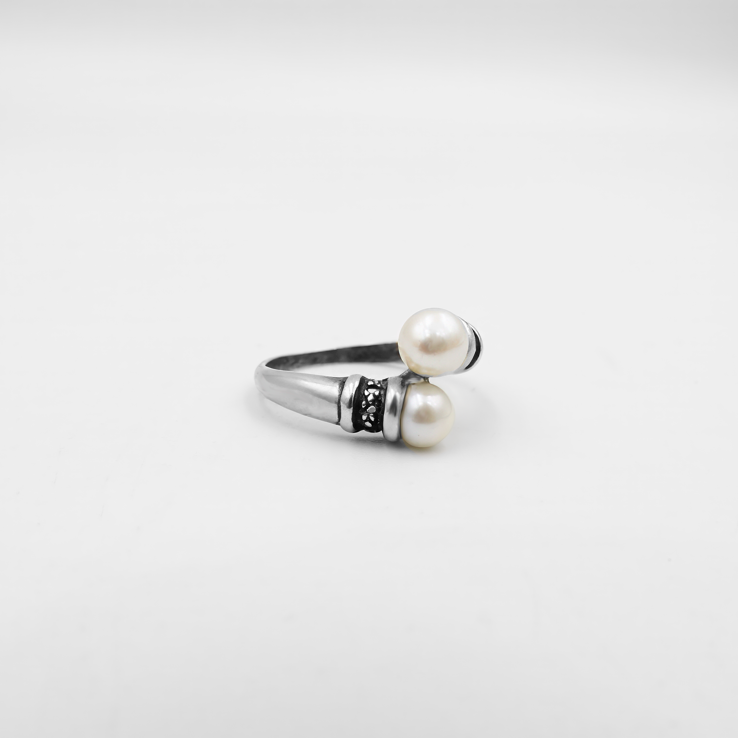 טבעת כסף עם פנינה Duo de Perles