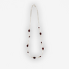 Silver chain, white pearls and red glass beads