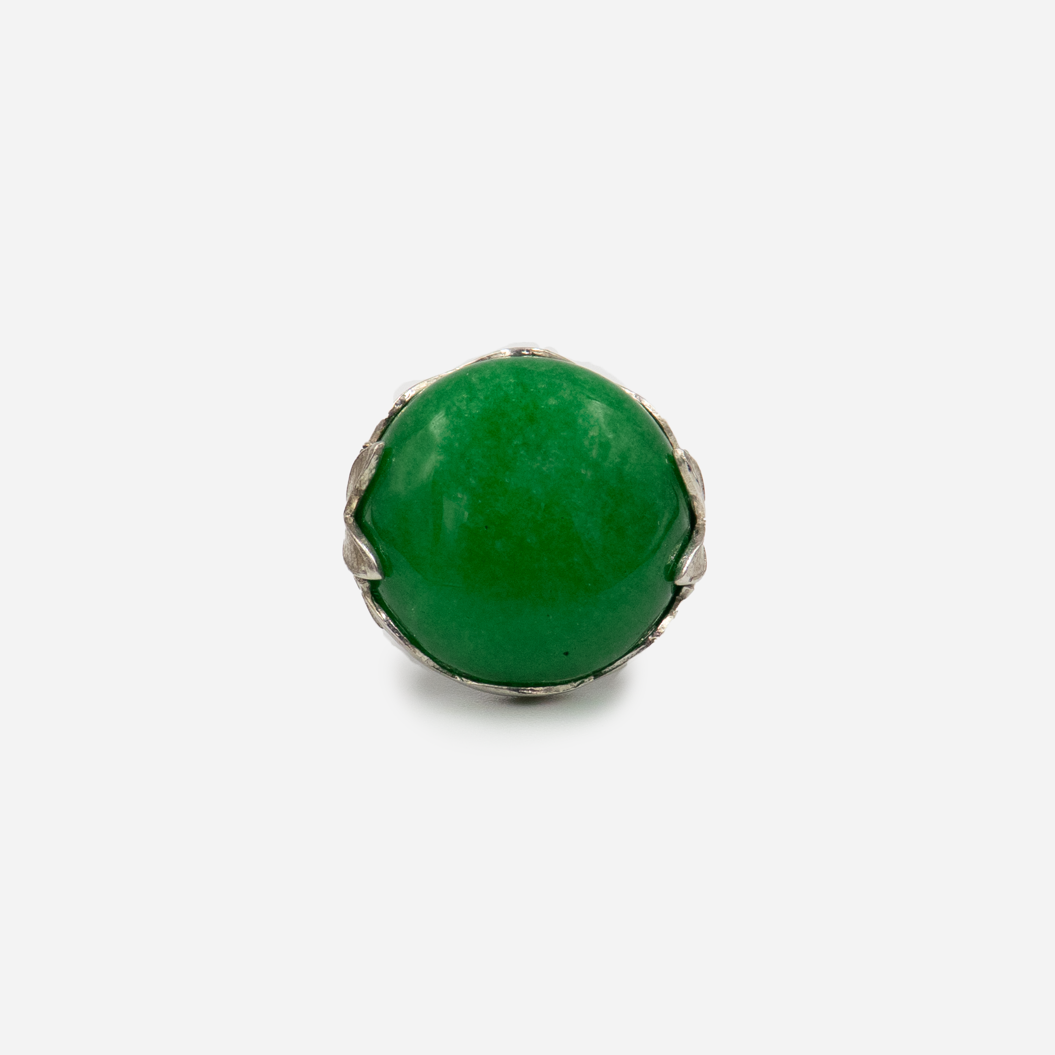 Silver ring with green agate