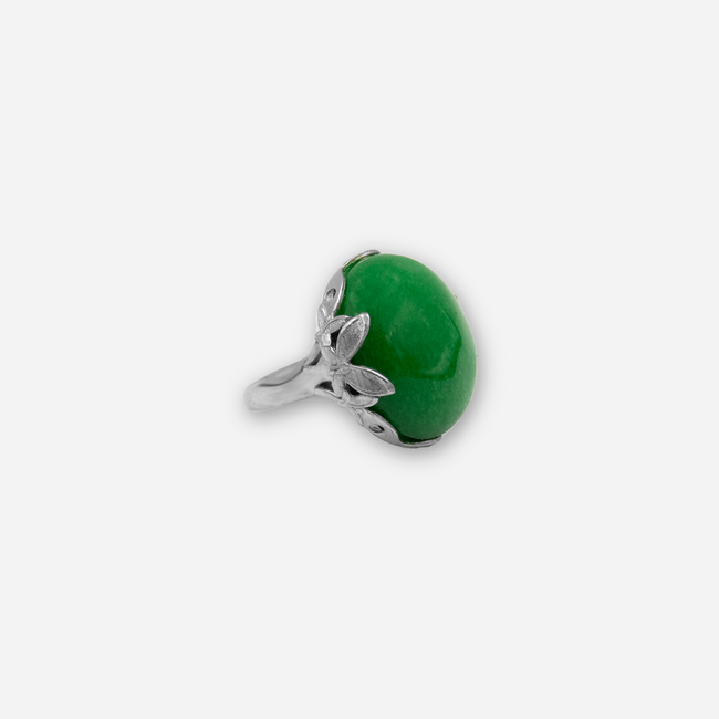 Silver ring with green agate