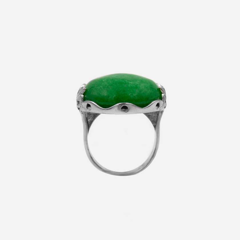 Silver ring with green agate