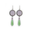Dangling silver earrings with opalite in shades of pink and green