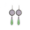 Dangling silver earrings with opalite in shades of pink and green