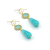Dangling silver earrings with light blue opalite and amazonite