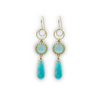 Dangling silver earrings with light blue opalite and amazonite