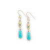 Dangling silver earrings with light blue opalite and amazonite