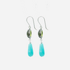 Dangling silver earrings with olivine and amazonite opalite