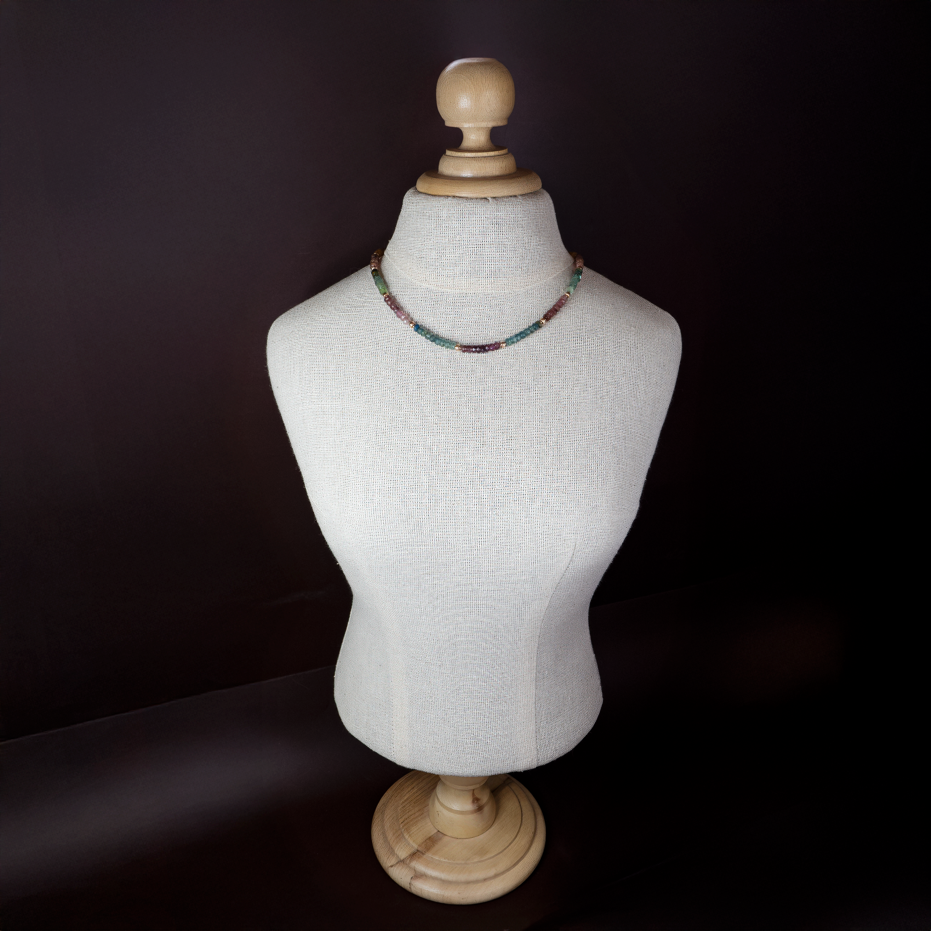 14K gold necklace with tourmaline