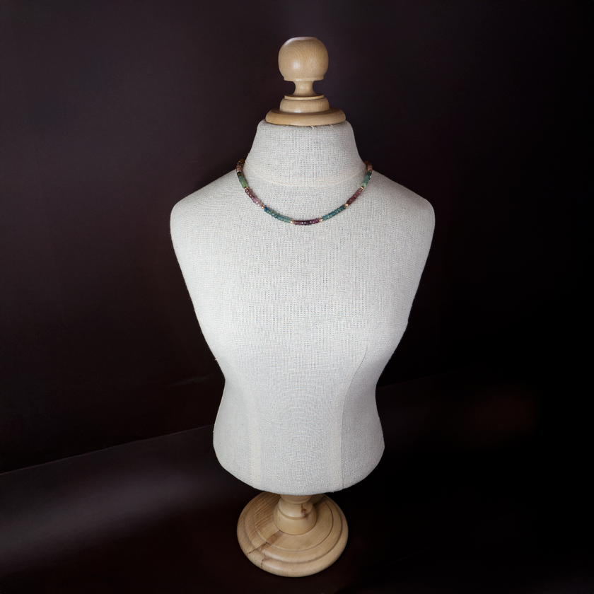 14K gold necklace with tourmaline